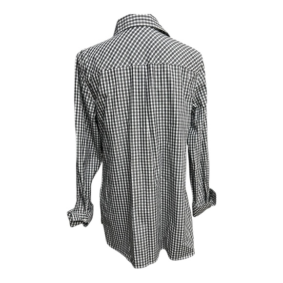 Talbots Black and White Gingham Button Down Shirt Size 10 - Picture 2 of 5